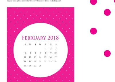 Crystal Snowfall February 2018 Calendar