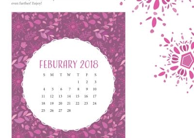 Lovely Snow Flurries February 2018 Calendar
