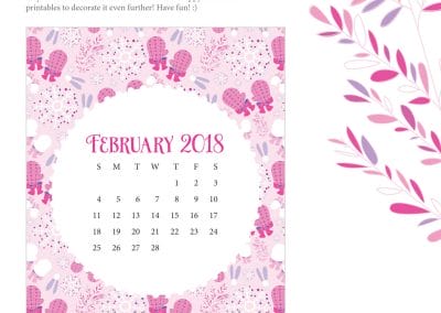 Happy Snowflakes February 2018 Calendar